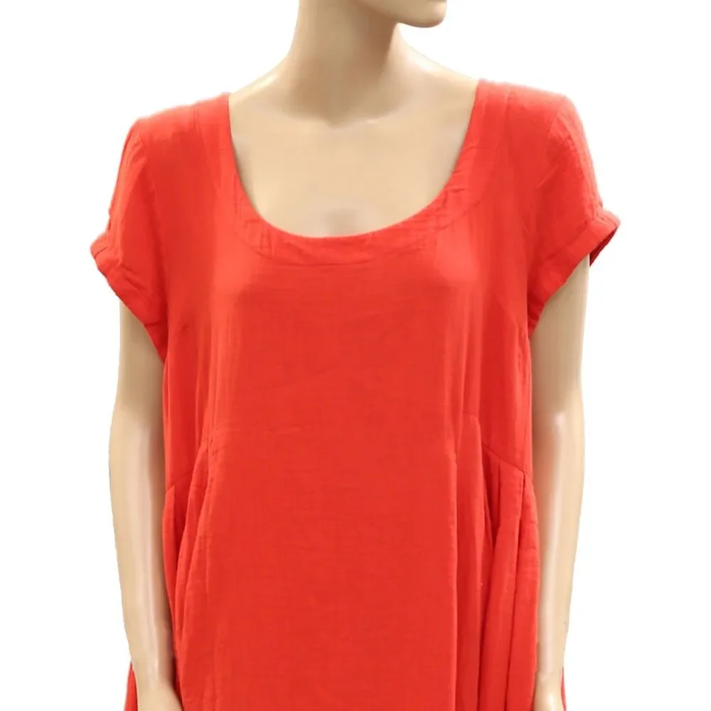 Free People Free-Est Blaine Midi Dress Cap Sleeve Fiery Red Scoop Neck S 287485